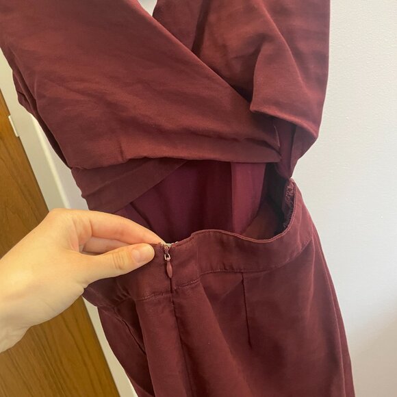 Burgundy Wrap Open Back Jumpsuit - Picture 3 of 3
